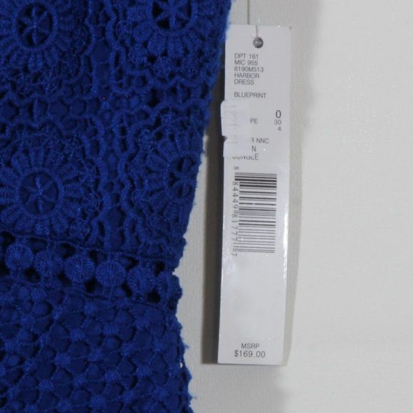 Antonio Melani Harbor Dress Sheath Geometric Lace Blueprint Blue Size 0 - Picture 5 of 7